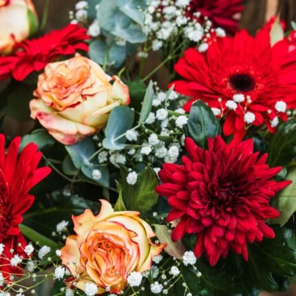 Rouwboeket warme tinten